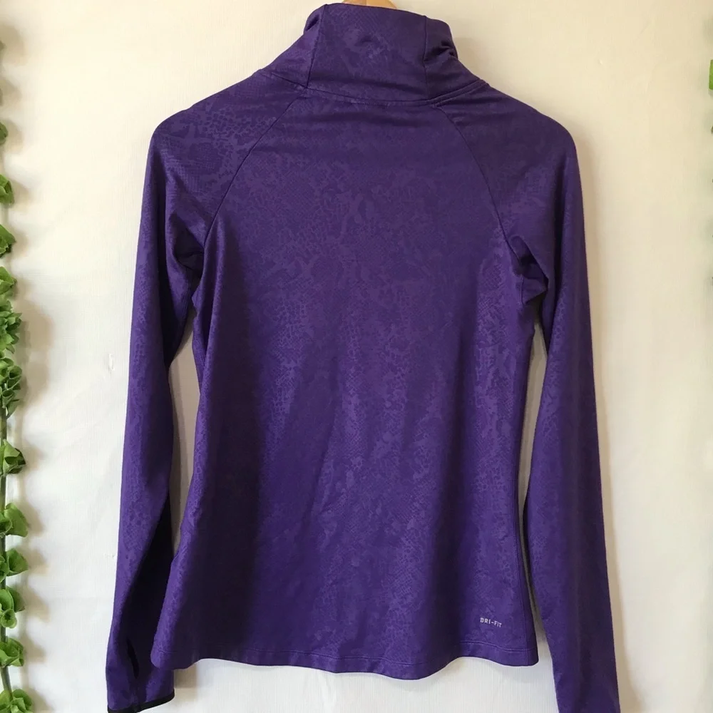 Nike Pro Half Zip Purple Running Thumb Hole Top